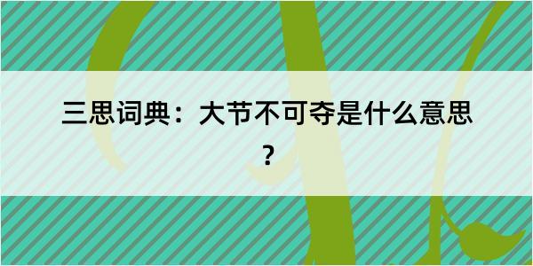 三思词典：大节不可夺是什么意思？