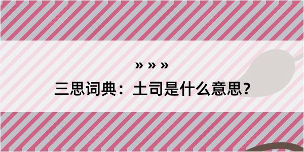 三思词典：土司是什么意思？