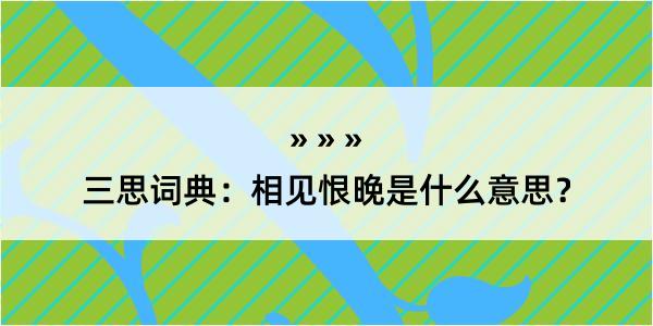 三思词典：相见恨晚是什么意思？