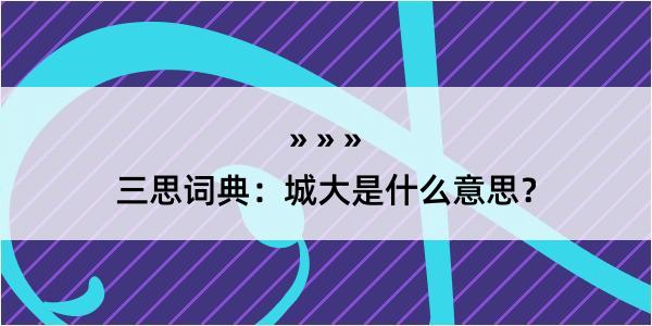 三思词典：城大是什么意思？