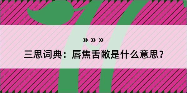 三思词典：唇焦舌敝是什么意思？