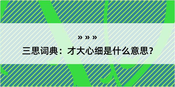 三思词典：才大心细是什么意思？