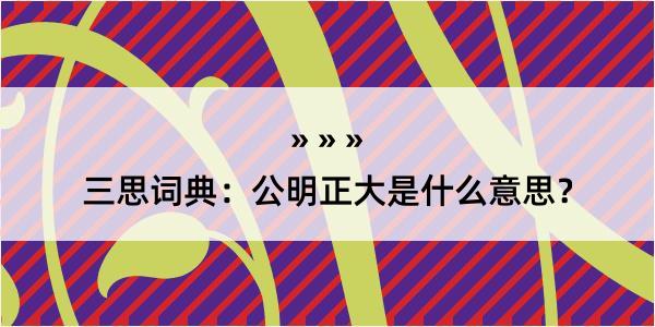 三思词典：公明正大是什么意思？