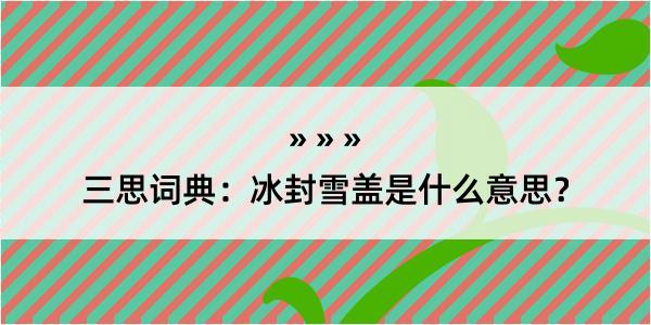 三思词典：冰封雪盖是什么意思？