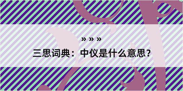 三思词典：中仪是什么意思？