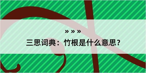 三思词典：竹根是什么意思？