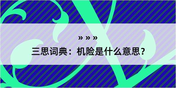 三思词典：机险是什么意思？