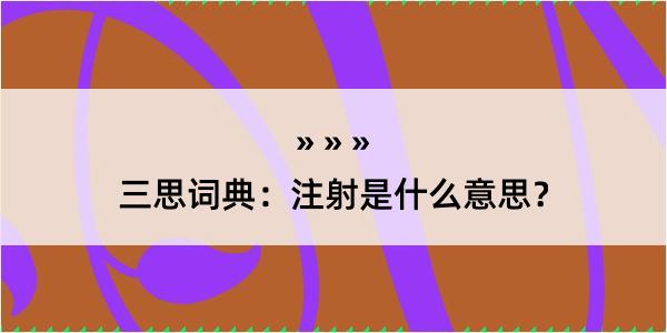 三思词典：注射是什么意思？