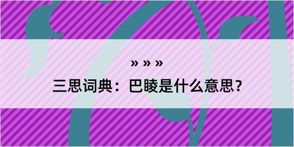 三思词典：巴睖是什么意思？