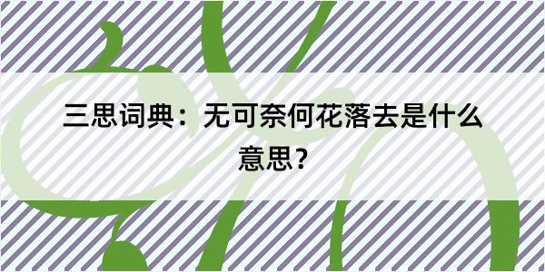 三思词典：无可奈何花落去是什么意思？