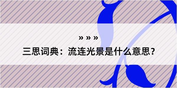 三思词典：流连光景是什么意思？