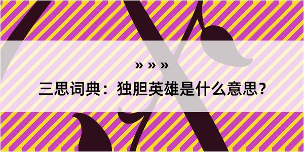 三思词典：独胆英雄是什么意思？