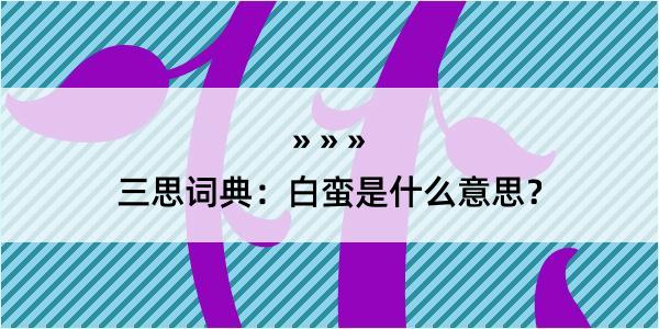 三思词典：白蛮是什么意思？