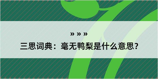 三思词典：毫无鸭梨是什么意思？