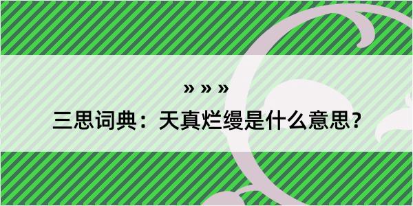 三思词典：天真烂缦是什么意思？