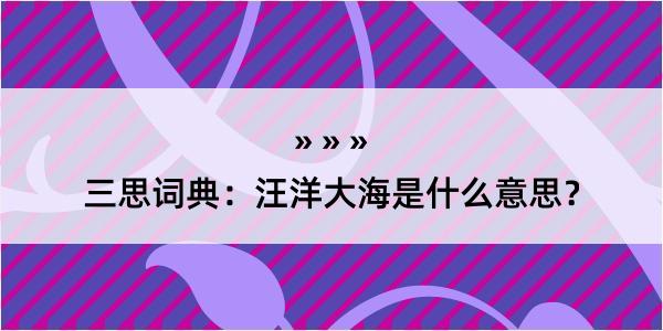 三思词典：汪洋大海是什么意思？