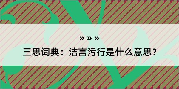 三思词典：洁言污行是什么意思？