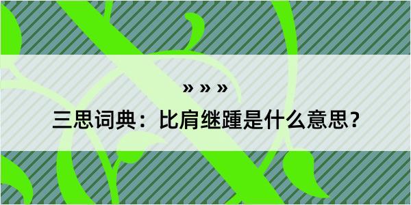 三思词典：比肩继踵是什么意思？