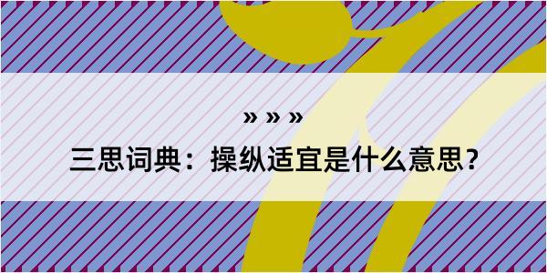 三思词典：操纵适宜是什么意思？