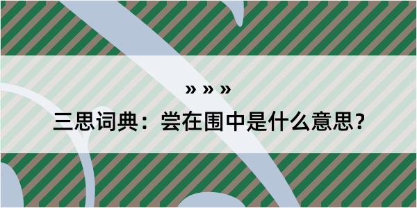 三思词典：尝在围中是什么意思？