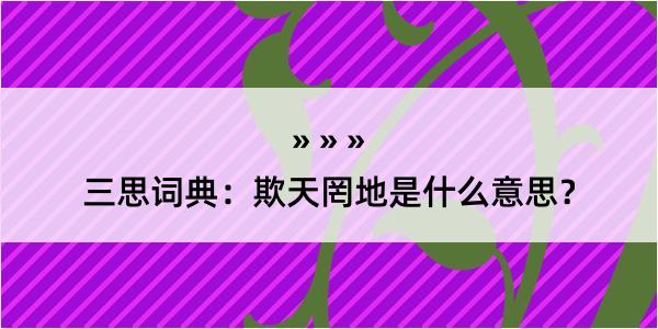 三思词典：欺天罔地是什么意思？