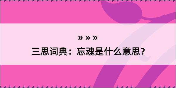 三思词典：忘魂是什么意思？