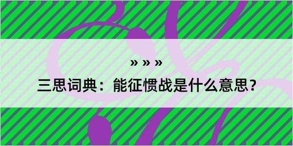 三思词典：能征惯战是什么意思？