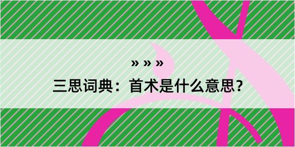 三思词典：首术是什么意思？