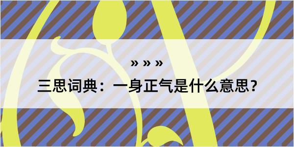 三思词典：一身正气是什么意思？