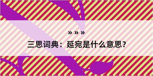 三思词典：延宛是什么意思？