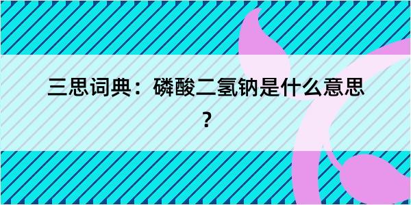 三思词典：磷酸二氢钠是什么意思？