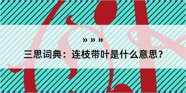 三思词典：连枝带叶是什么意思？