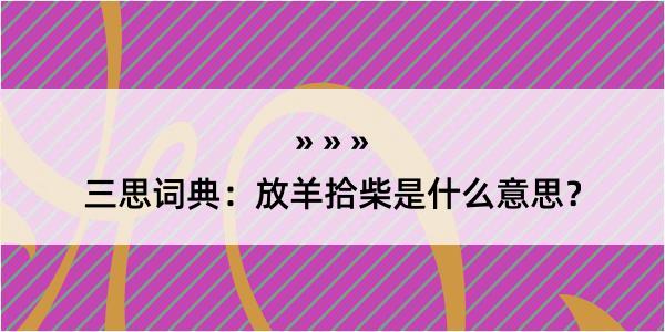 三思词典：放羊拾柴是什么意思？