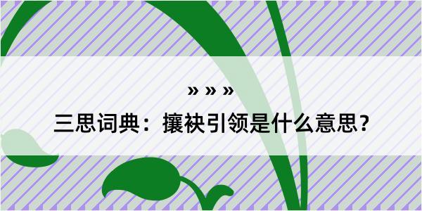 三思词典：攘袂引领是什么意思？