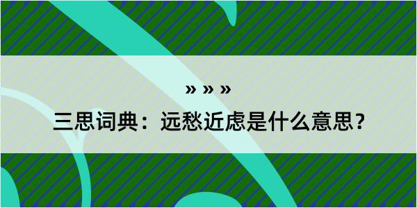 三思词典：远愁近虑是什么意思？