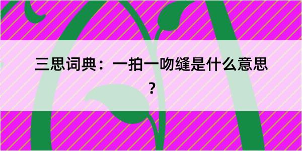 三思词典：一拍一吻缝是什么意思？