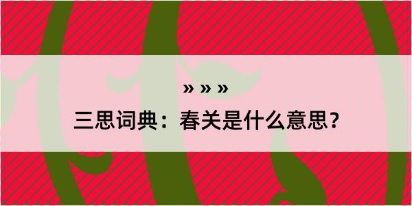 三思词典：春关是什么意思？