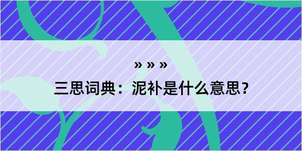 三思词典：泥补是什么意思？