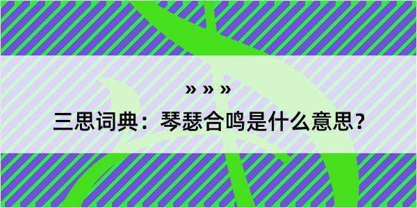 三思词典：琴瑟合鸣是什么意思？