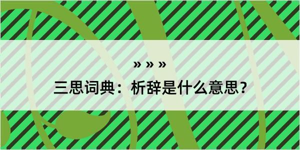 三思词典：析辞是什么意思？