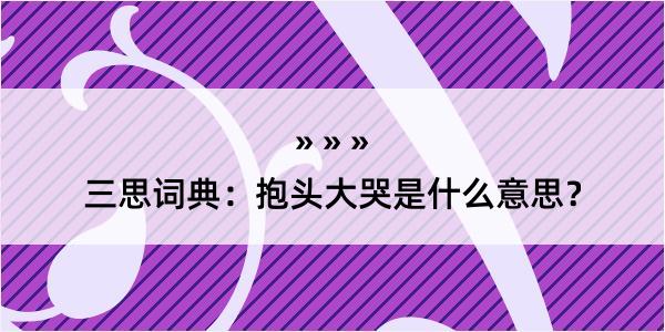 三思词典：抱头大哭是什么意思？