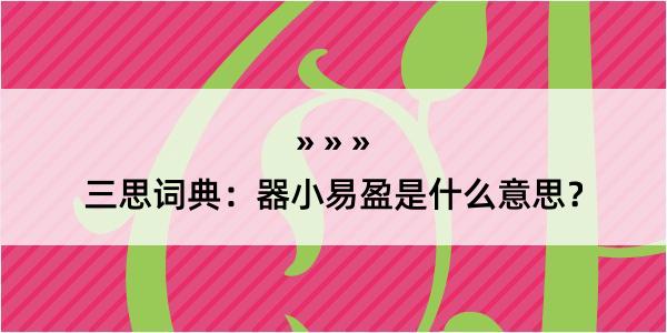 三思词典：器小易盈是什么意思？