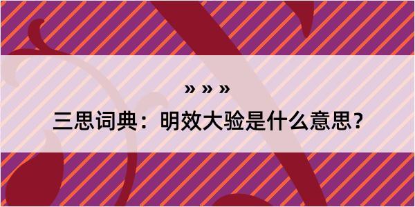 三思词典：明效大验是什么意思？