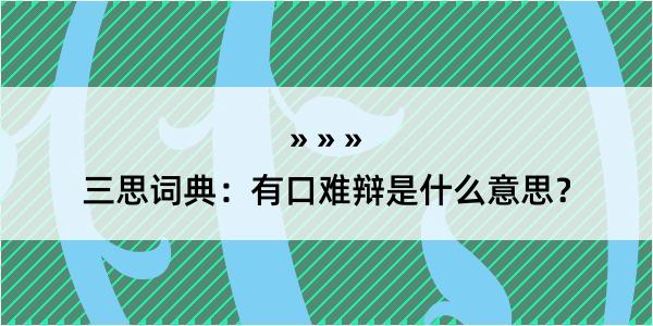 三思词典：有口难辩是什么意思？