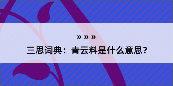 三思词典：青云料是什么意思？