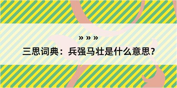 三思词典：兵强马壮是什么意思？