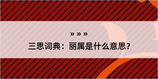 三思词典：丽属是什么意思？