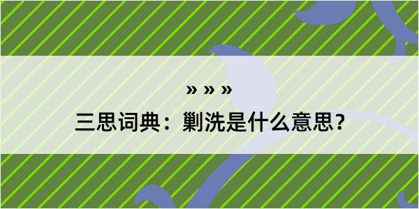 三思词典：剿洗是什么意思？