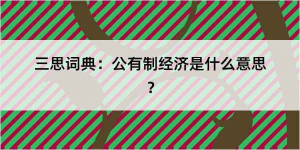 三思词典：公有制经济是什么意思？