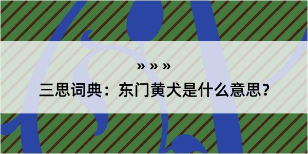 三思词典：东门黄犬是什么意思？